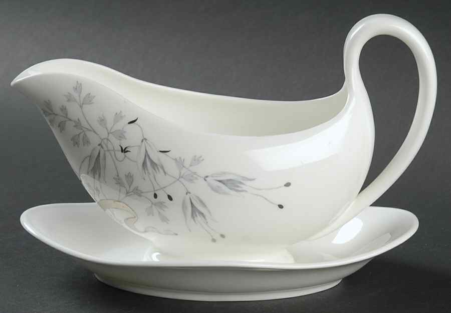 Wild Oats Bone China Gravy Boat with Attached Underplate by Wedgwood-1