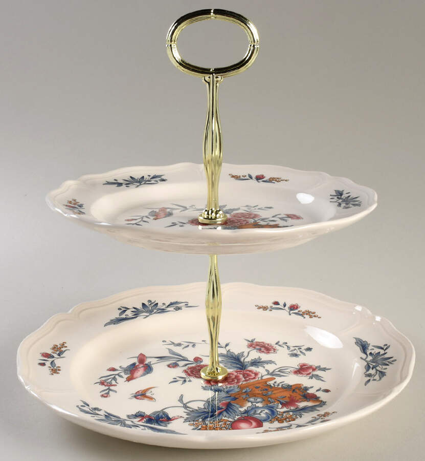 Williamsburg Potpourri 2 Tiered Serving Tray (Dinner & Salad Plate) by Wedgwood-1