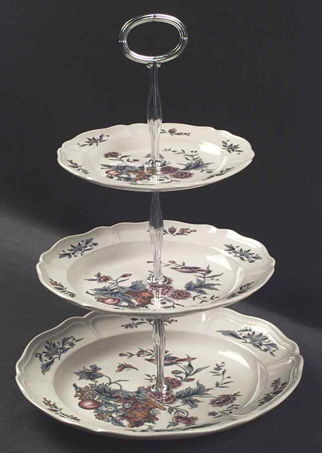 Williamsburg Potpourri 13 7/8"-14 1/4" 3-Tiered Serving Tray(DP,SP,BB) HC by Wedgwood-1