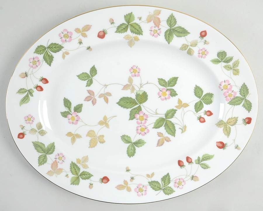 Wild Strawberry (Bone & Oven To Table) 14" Oval Serving Platter by Wedgwood-1