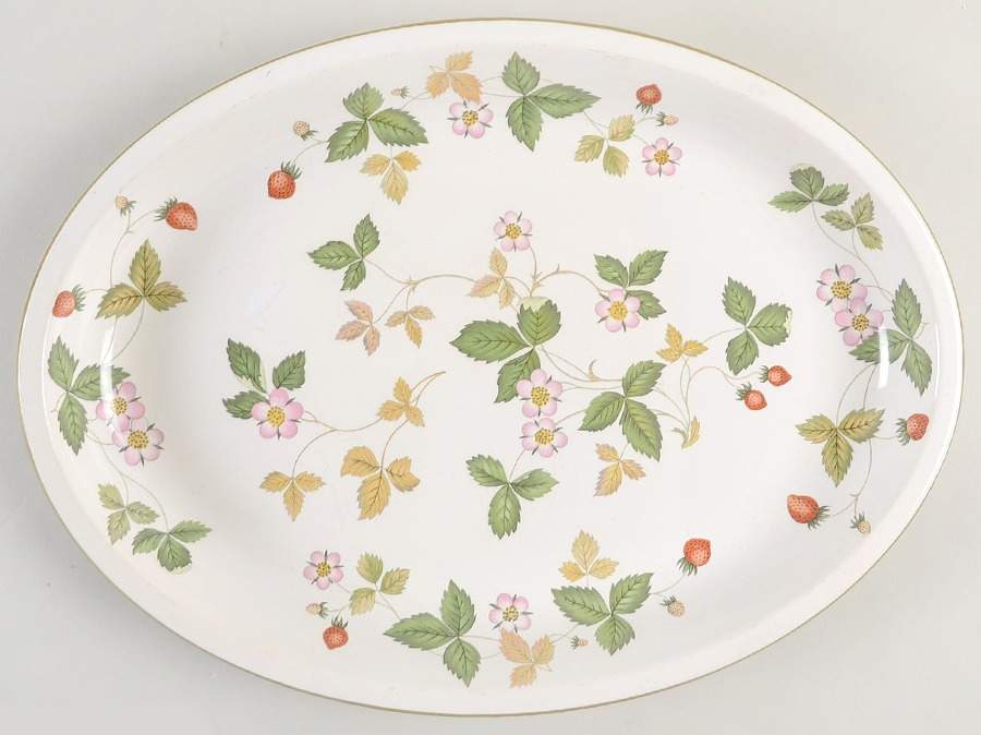 Wild Strawberry (Bone & Oven To Table) 13" Oval Serving Platter by Wedgwood-1
