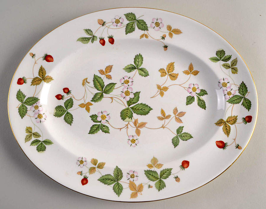 Wild Strawberry (Bone & Oven To Table) 14" Oval Serving Platter by Wedgwood-1