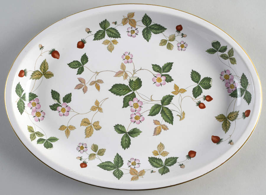 Wild Strawberry (Bone & Oven To Table) 13" Oval Serving Platter by Wedgwood-1