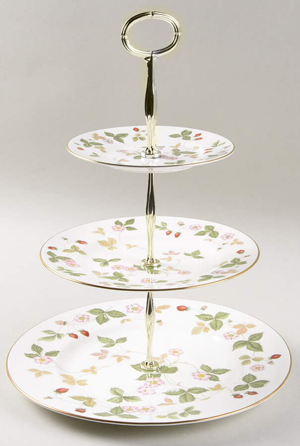 Wild Strawberry (Bone & Oven To Table) 13 7/8"-14 1/4" 3-Tiered Serving Tray(DP,SP,BB) HC by Wedgwood-1