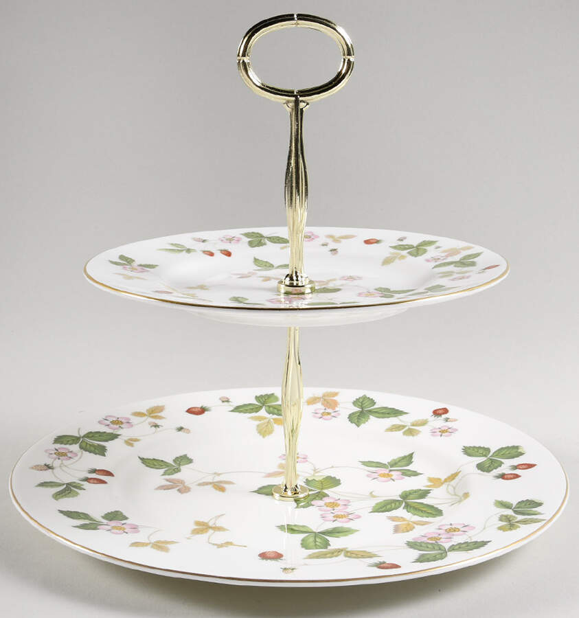 Wild Strawberry (Bone & Oven To Table) 6 5/8"-10"  2 Tiered Serving Tray (Dp, Sp) HC by Wedgwood-1