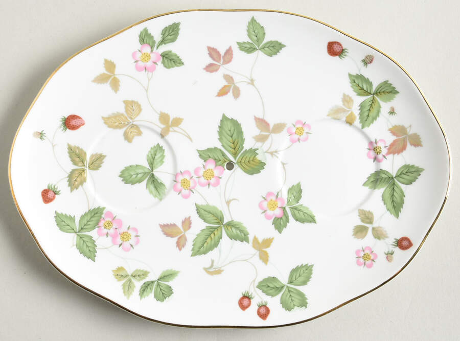 Wild Strawberry (Bone & Oven To Table) Tray w/Indentions for 2 Tier Strawberry Basket by Wedgwood-1