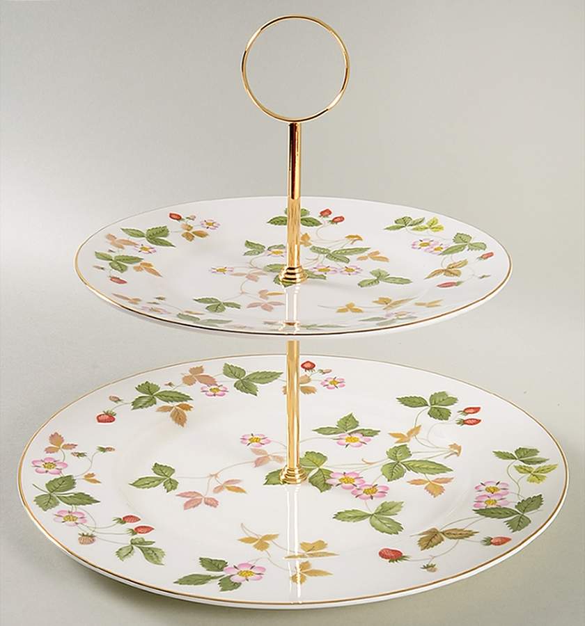 Wild Strawberry (Bone & Oven To Table) 2 Tiered Serving Tray (Dinner & Salad Plate) by Wedgwood-1