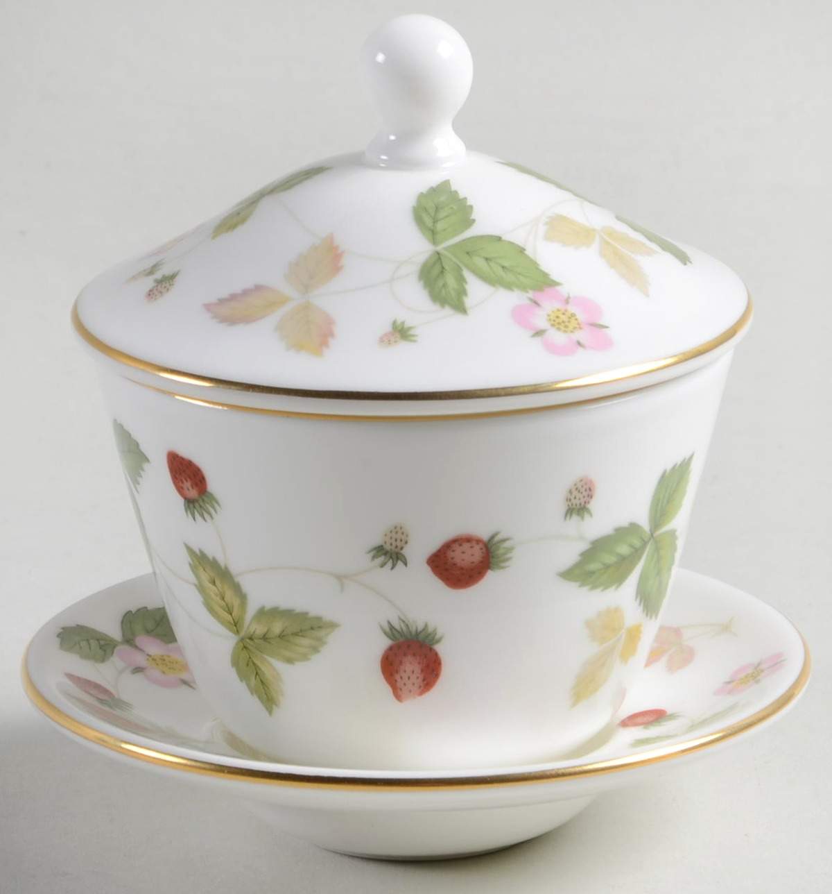 Wild Strawberry (Bone & Oven To Table) 3-Piece Pot de Creme with Underplate by Wedgwood-1