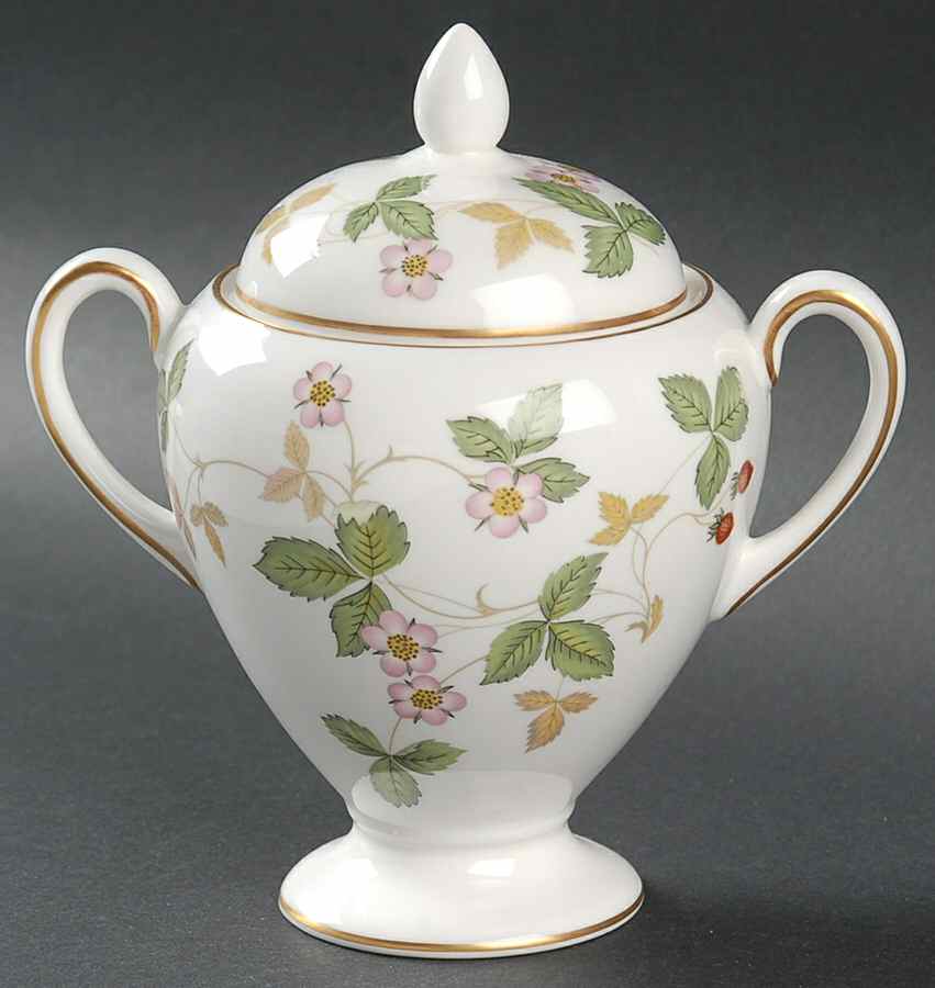 Wild Strawberry (Bone & Oven To Table) Globe Shape Sugar Bowl & Lid by Wedgwood-1