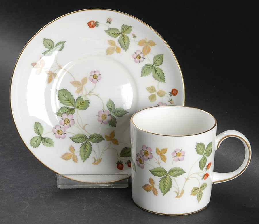 Wild Strawberry (Bone & Oven To Table) Can Shape Demitasse Cup and Saucer Set by Wedgwood-1
