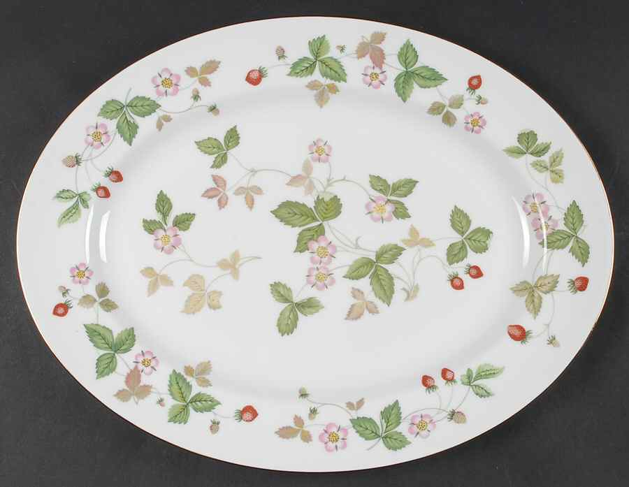 Wild Strawberry (Bone & Oven To Table) 15" Oval Serving Platter by Wedgwood-1