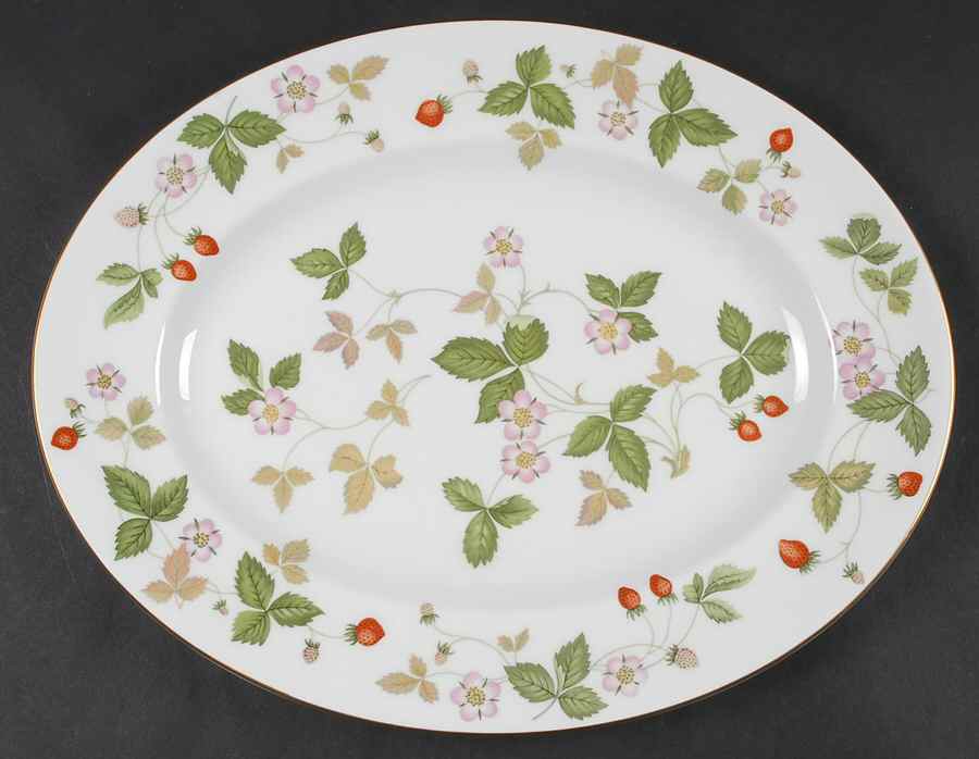 Wild Strawberry (Bone & Oven To Table) 14" Oval Serving Platter by Wedgwood-1