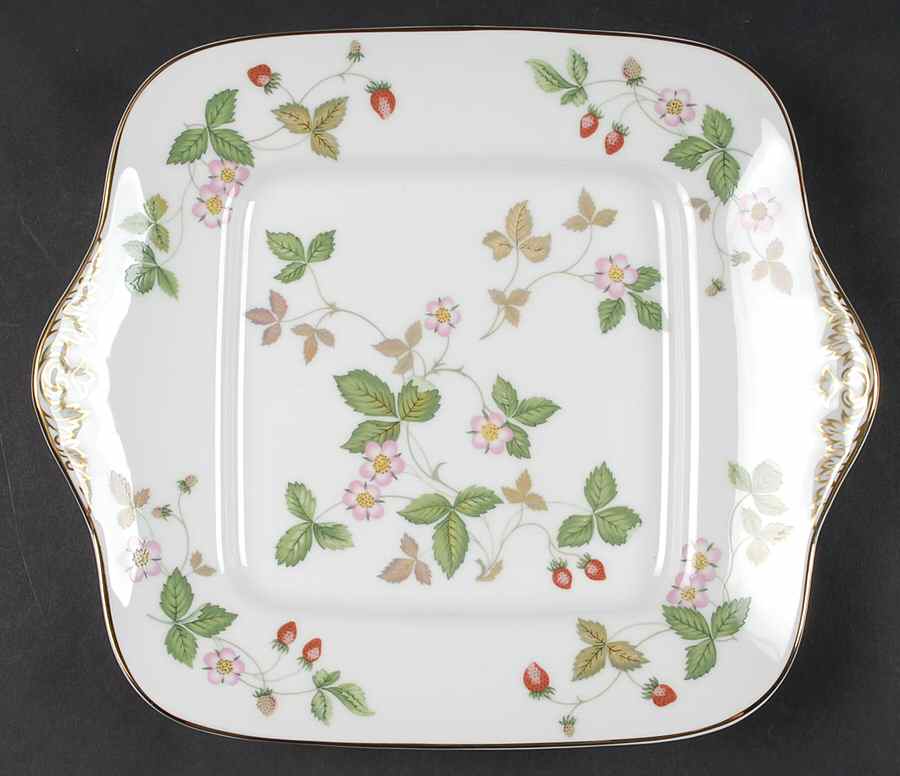 Wild Strawberry (Bone & Oven To Table) Square Handled Cake Plate by Wedgwood-1