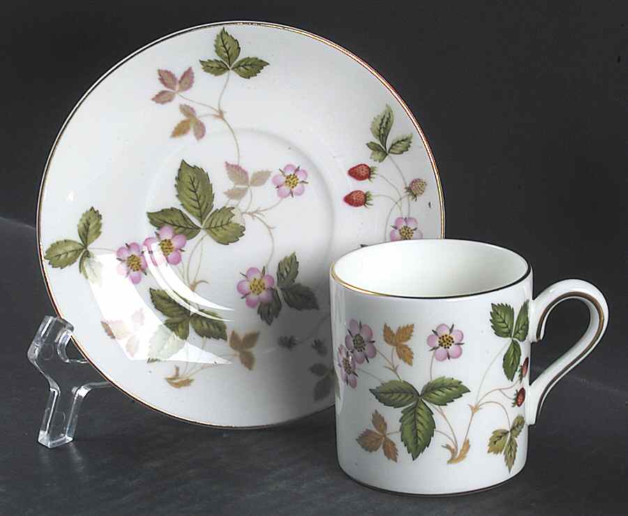 Wild Strawberry (Bone & Oven To Table) Bond Shape Demitasse Cup and Saucer Set by Wedgwood-1
