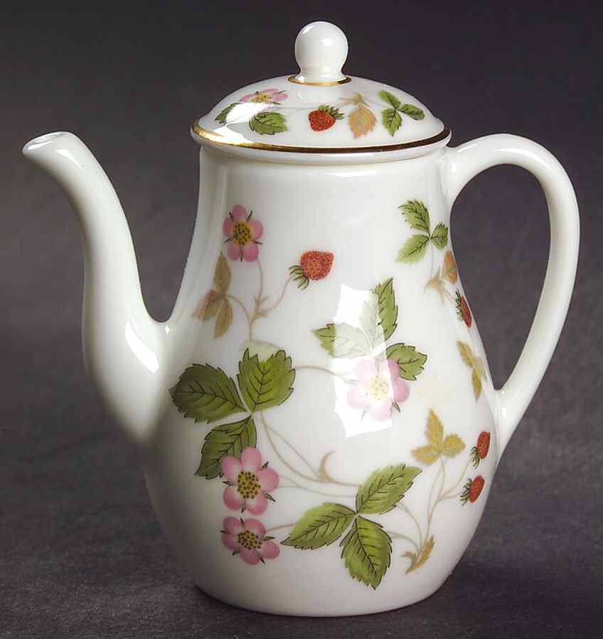 Wild Strawberry (Bone & Oven To Table) Miniature Coffee Pot & Lid by Wedgwood-1