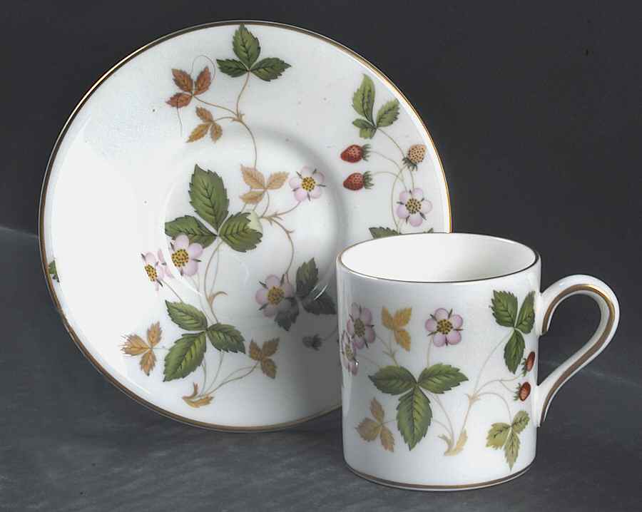 Wild Strawberry (Bone & Oven To Table) Bond Shape Demitasse Cup and Saucer Set by Wedgwood-1