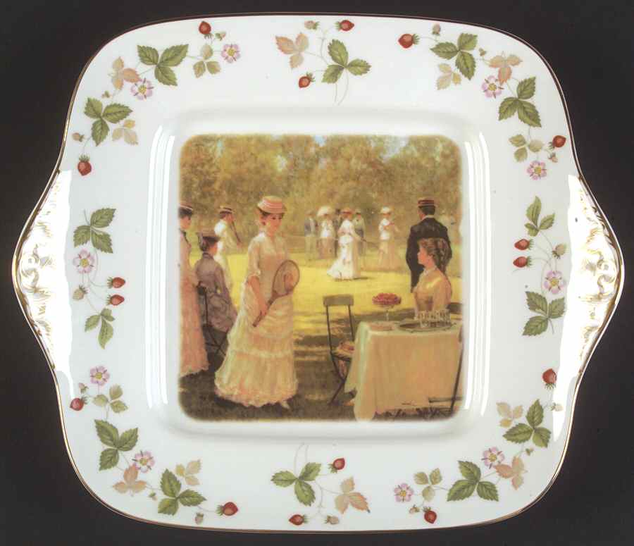 Wild Strawberry (Bone & Oven To Table) Square Handled Cake Plate by Wedgwood-1