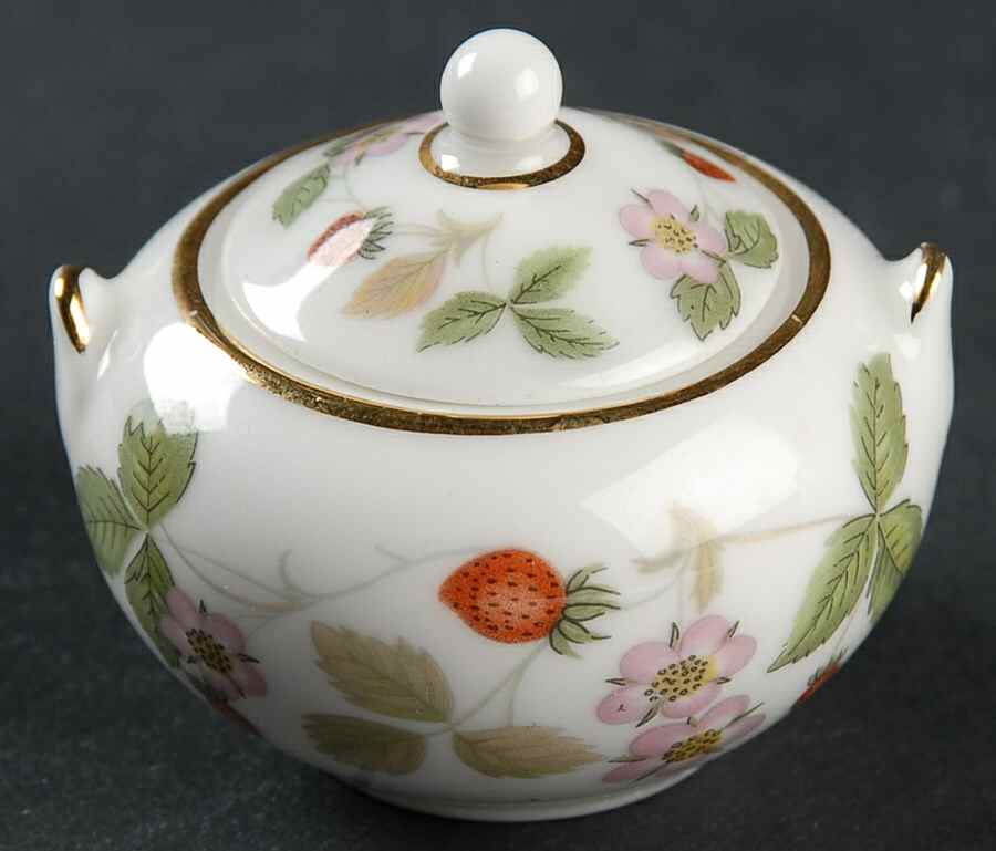 Wild Strawberry (Bone & Oven To Table) Miniature Sugar Bowl & Lid by Wedgwood-1