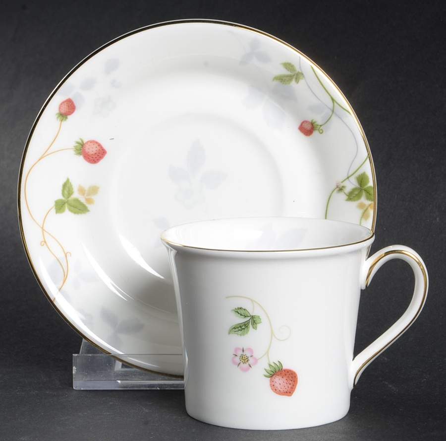 Wild Strawberry (Bone & Oven To Table) Delphi Shape Demitasse Cup and Saucer Set by Wedgwood-1