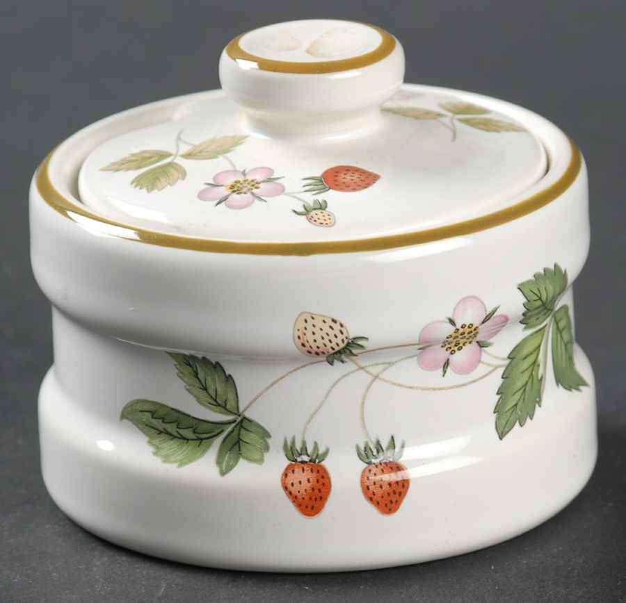 Wild Strawberry (Earthenware) Mustard Jar & Lid by Wedgwood-1