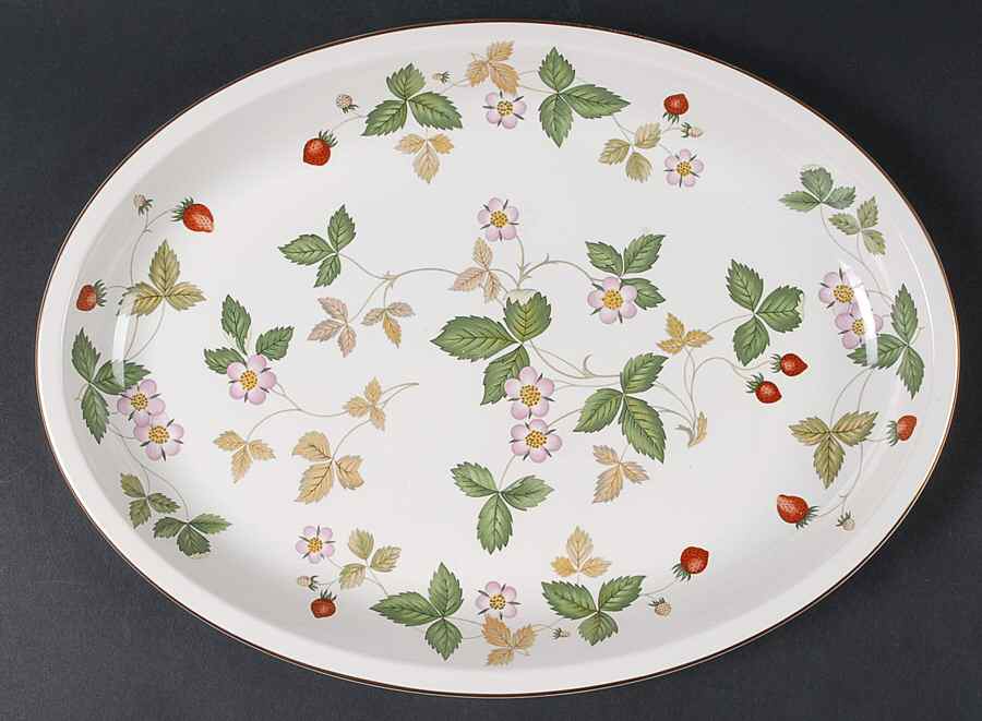 Wild Strawberry (Earthenware) 13" Oval Serving Platter by Wedgwood-1