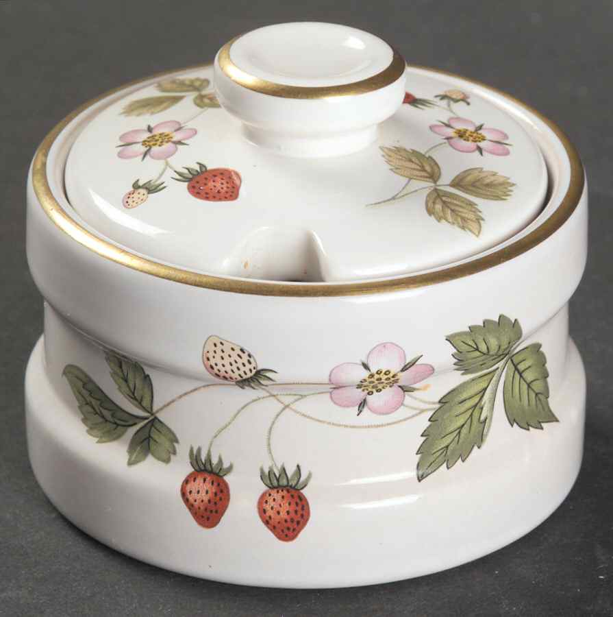 Wild Strawberry (Earthenware) Mustard Jar & Lid by Wedgwood-1
