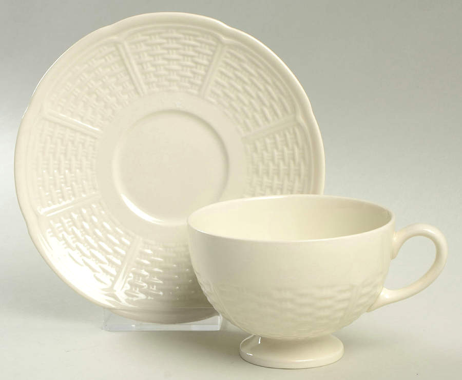 Willow Weave Footed Cup & Saucer Set by Wedgwood-1