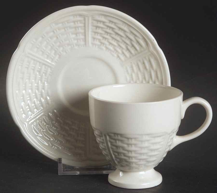 Willow Weave Footed Demitasse Cup & Saucer Set by Wedgwood-1