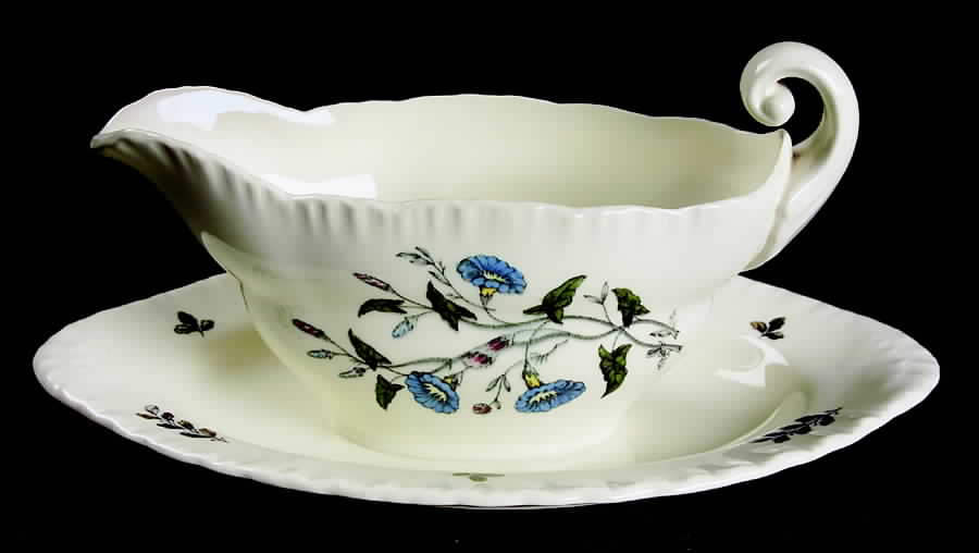 Williamsburg Wild Flowers Gravy Boat with Attached Underplate by Wedgwood-1