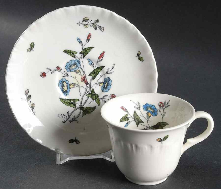 Williamsburg Wild Flowers Flat Demitasse Cup & Saucer Set by Wedgwood-1