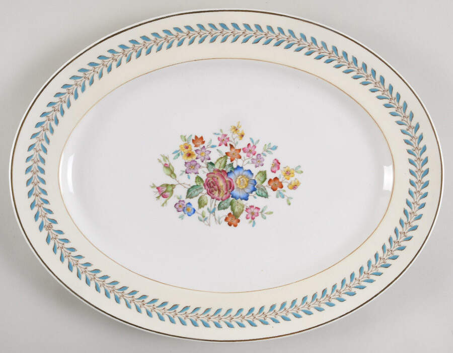 Woodstock (Gold Trim) 15" Oval Serving Platter by Wedgwood-1
