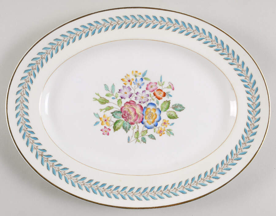 Woodstock (Gold Trim) 13" Oval Serving Platter by Wedgwood-1
