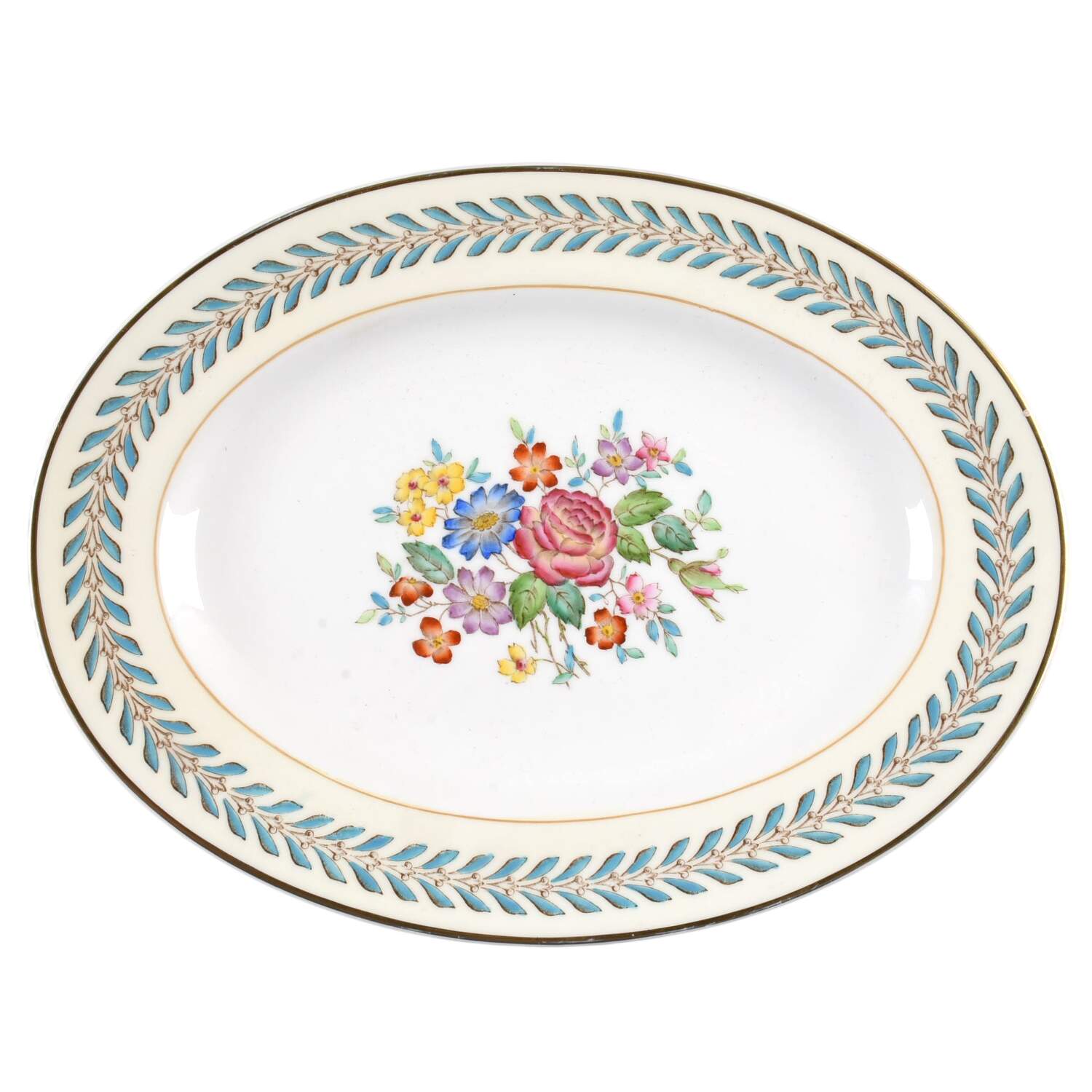 Woodstock (Gold Trim) 10" Oval Serving Platter by Wedgwood-1