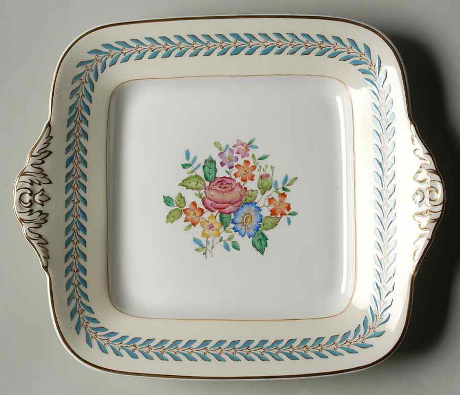 Woodstock (Gold Trim) Square Handled Cake Plate by Wedgwood-1