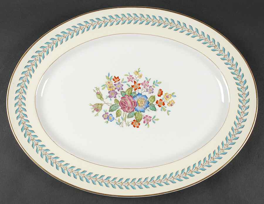 Woodstock (Gold Trim) 15" Oval Serving Platter by Wedgwood-1