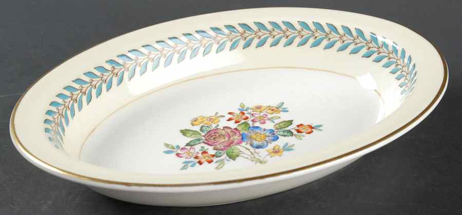 Woodstock (Gold Trim) 10" Oval Vegetable Bowl by Wedgwood-1