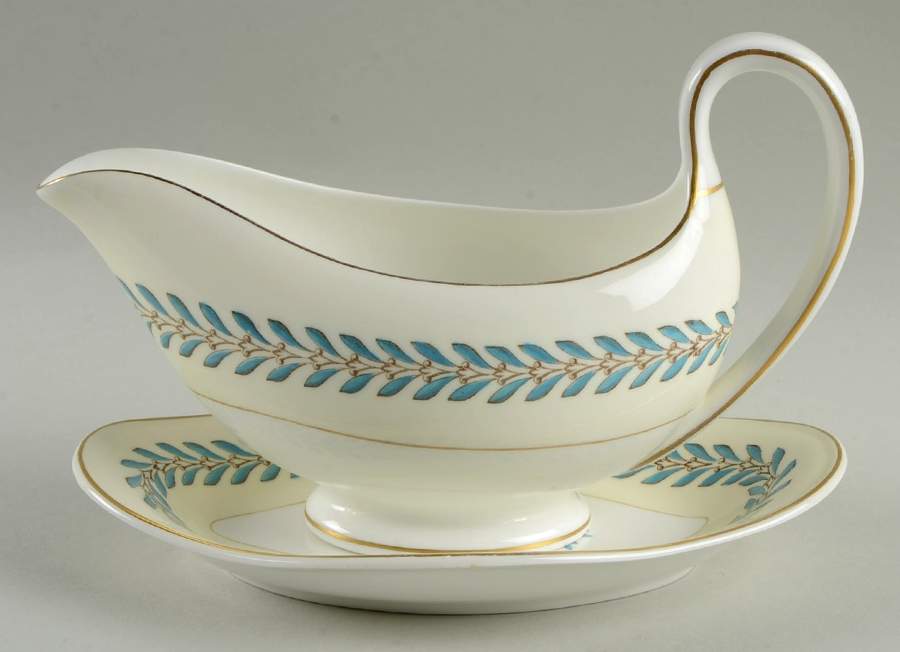 Woodstock (Gold Trim) Gravy Boat & Underplate/Relish by Wedgwood-1