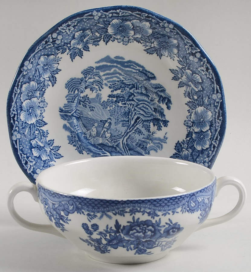 Woodland Flat Cream Soup Bowl & Saucer Set by Wedgwood-1