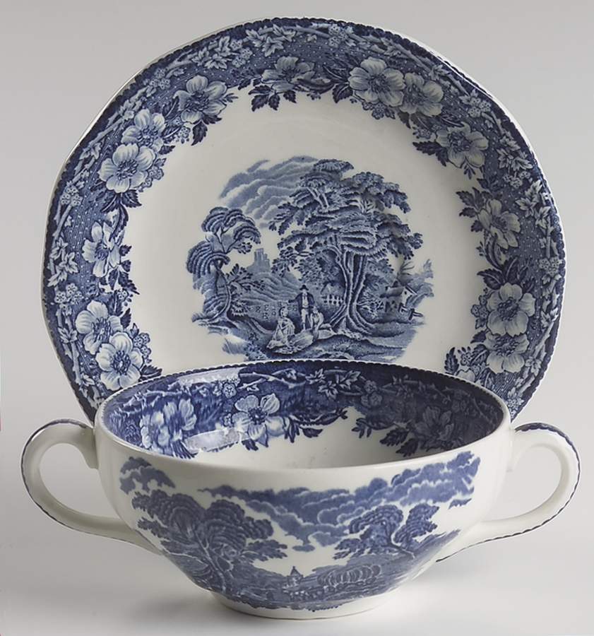Woodland Flat Cream Soup Bowl & Saucer Set by Wedgwood-1