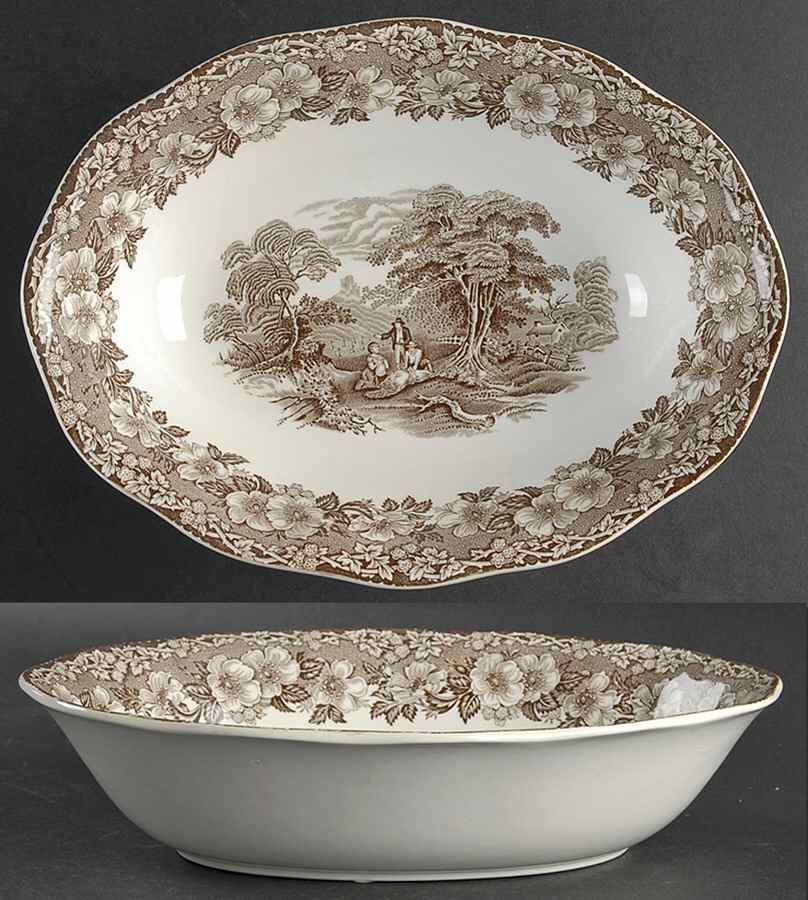 Woodland Brown 10" Oval Vegetable Bowl by Wedgwood-1