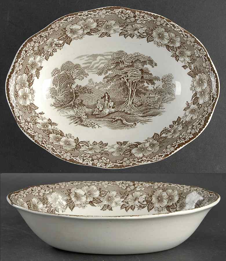 Woodland Brown 9" Oval Vegetable Bowl by Wedgwood-1