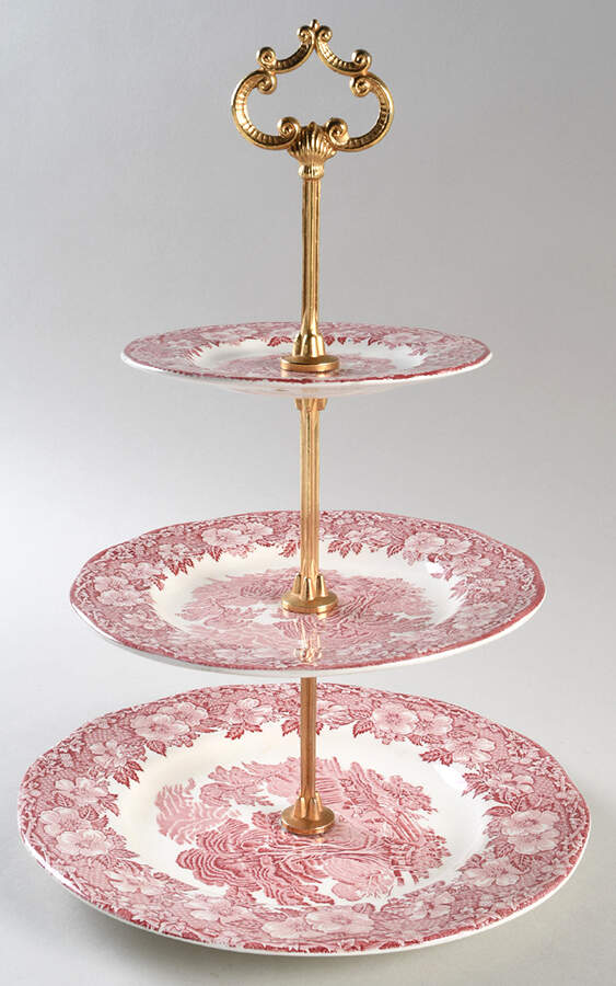 Woodland Pink (Unicorn Backstamp) 3-Tiered Serving Tray (DP, SP, BB) by Wedgwood-1