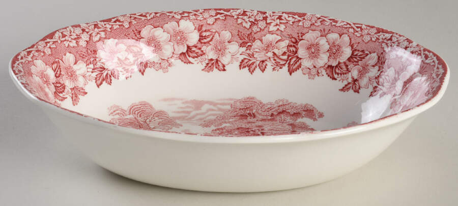 Woodland Pink (Unicorn Backstamp) 9" Oval Vegetable Bowl by Wedgwood-1