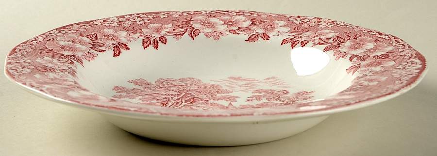 Woodland Pink (Unicorn Backstamp) Rim Soup Bowl by Wedgwood-1