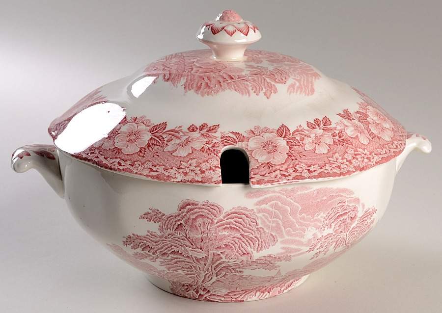 Woodland Pink (Unicorn Backstamp) Tureen &  Lid by Wedgwood-1