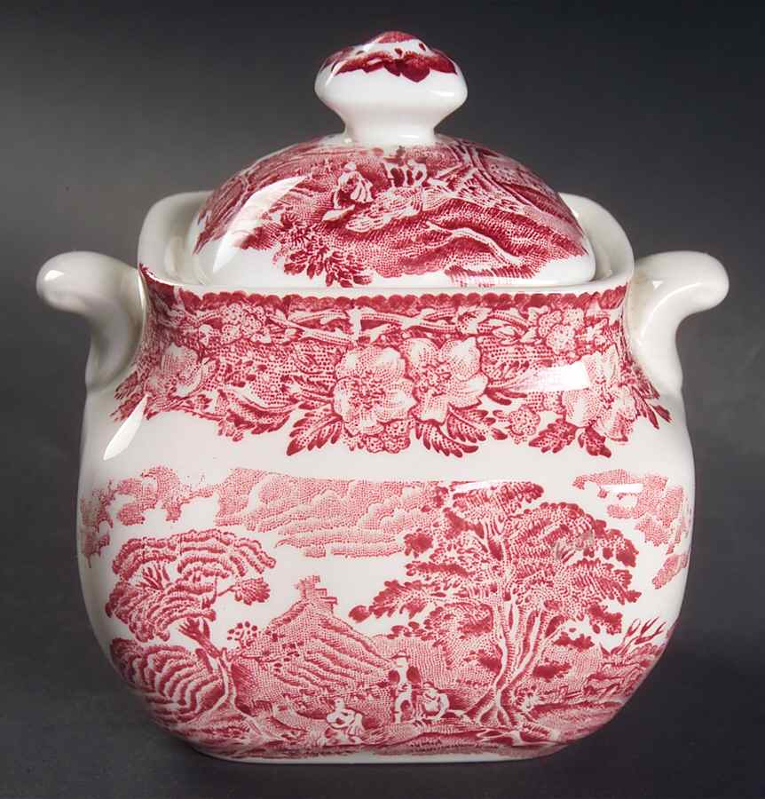 Woodland Pink (Unicorn Backstamp) Sugar Bowl & Lid by Wedgwood-1