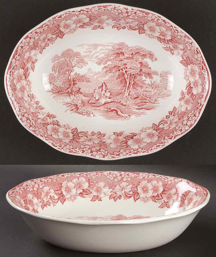 Woodland Pink (Unicorn Backstamp) 9" Oval Vegetable Bowl by Wedgwood-1