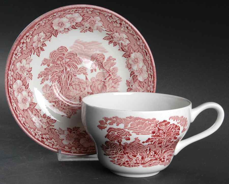Woodland Pink (Unicorn Backstamp) Jumbo Cup & Saucer Set by Wedgwood-1