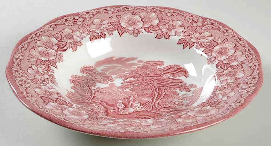 Woodland Pink (Unicorn Backstamp) Large Rim Soup Bowl by Wedgwood-1