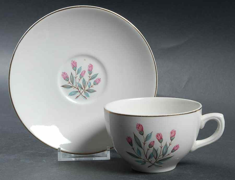Pink Hope (Gold  Trim) Flat Cup & Saucer Set by Wedgwood-1